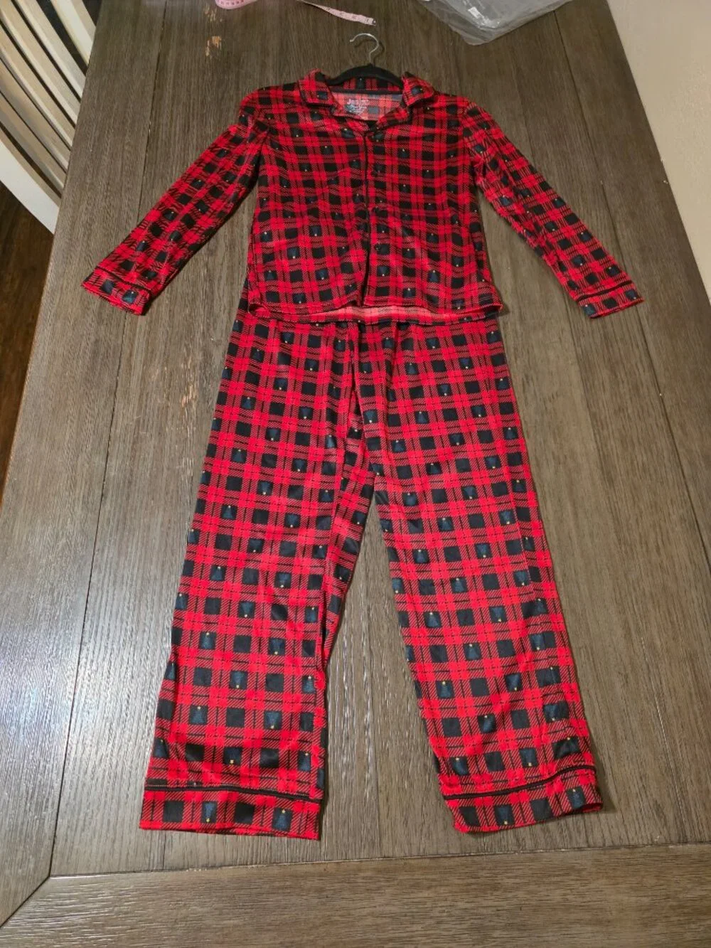 Jaclyn Girls Buffalo Check Christmas Tree Pajama Set NWT Size 10